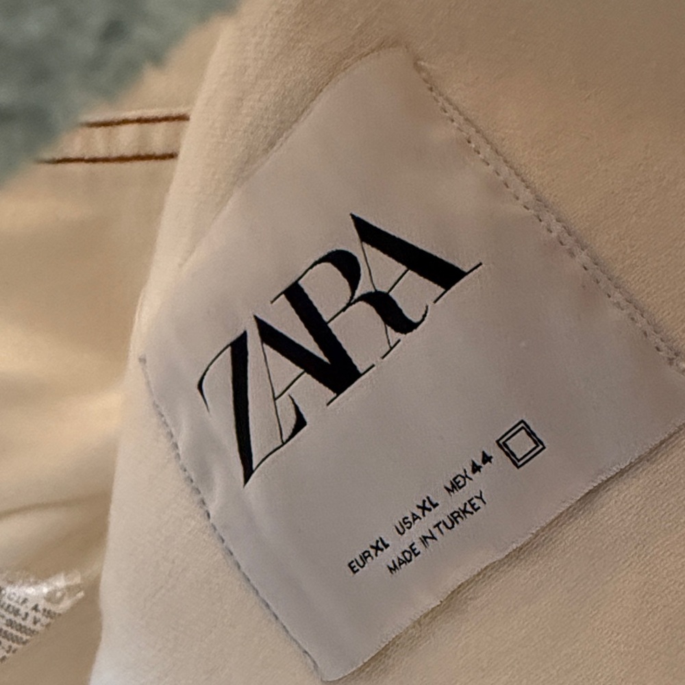 Zara Denim Jacket w Contrast Top Stitching Off White Trucker  size XL - Picture 2 of 8